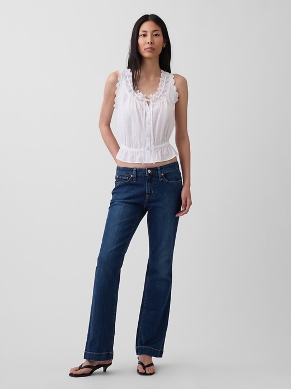 NWT Gap Low Rise Long & Lean Jeans in Dark Indigo Wash Size 29 with Stretch